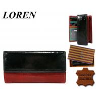 Naiste rahakott N254-CML RED BLACK, LOREN, Nahast rahakotid